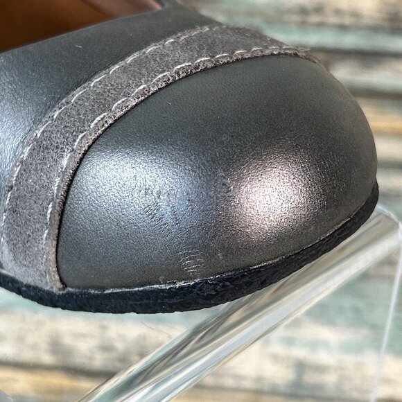 Ziera Mary Janes Womens Size 9/39.5 Gray Leather Adjustable Strap Wedge Shoes - Picture 8 of 14